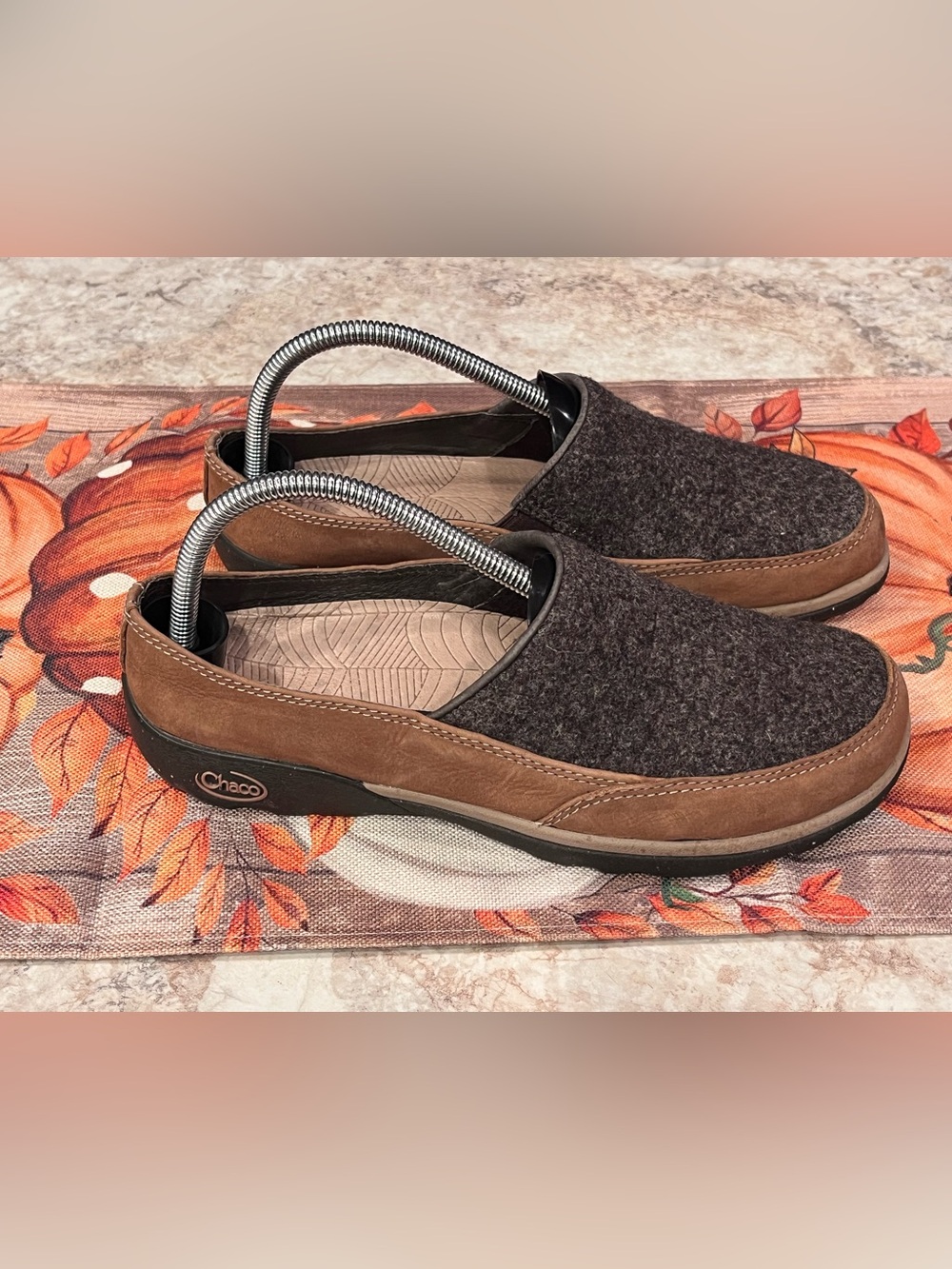 Chaco QUINN In Java Wool And Nubuck Leather Slide Mules Shoes Size 9 EU 40